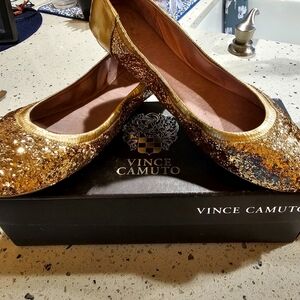 Vince Camuto GOLD BLING Ballet Shoes Flats NEW in Box